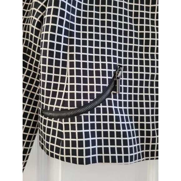 AKRIS PUNTO Womens Black white check windowpane blazer jacket size 8 Tiny Flaw - Picture 7 of 11